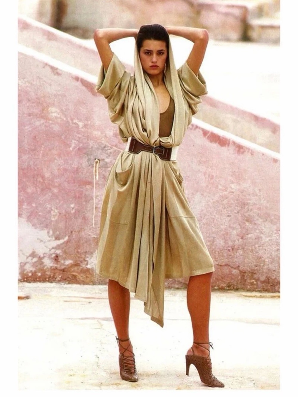 VTG 80s Alaïa Paris Oversized Draped Cardigan Duster Taupe Archive Piece XS OS